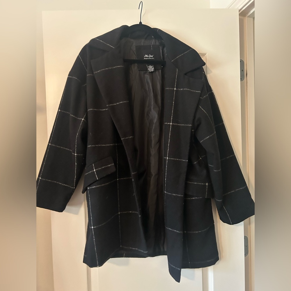 Me Jane Black and White Trench Coat
